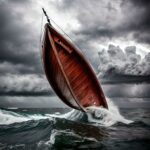 boat at sea in storm