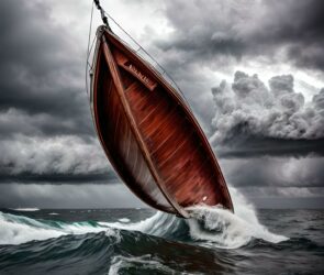 boat at sea in storm