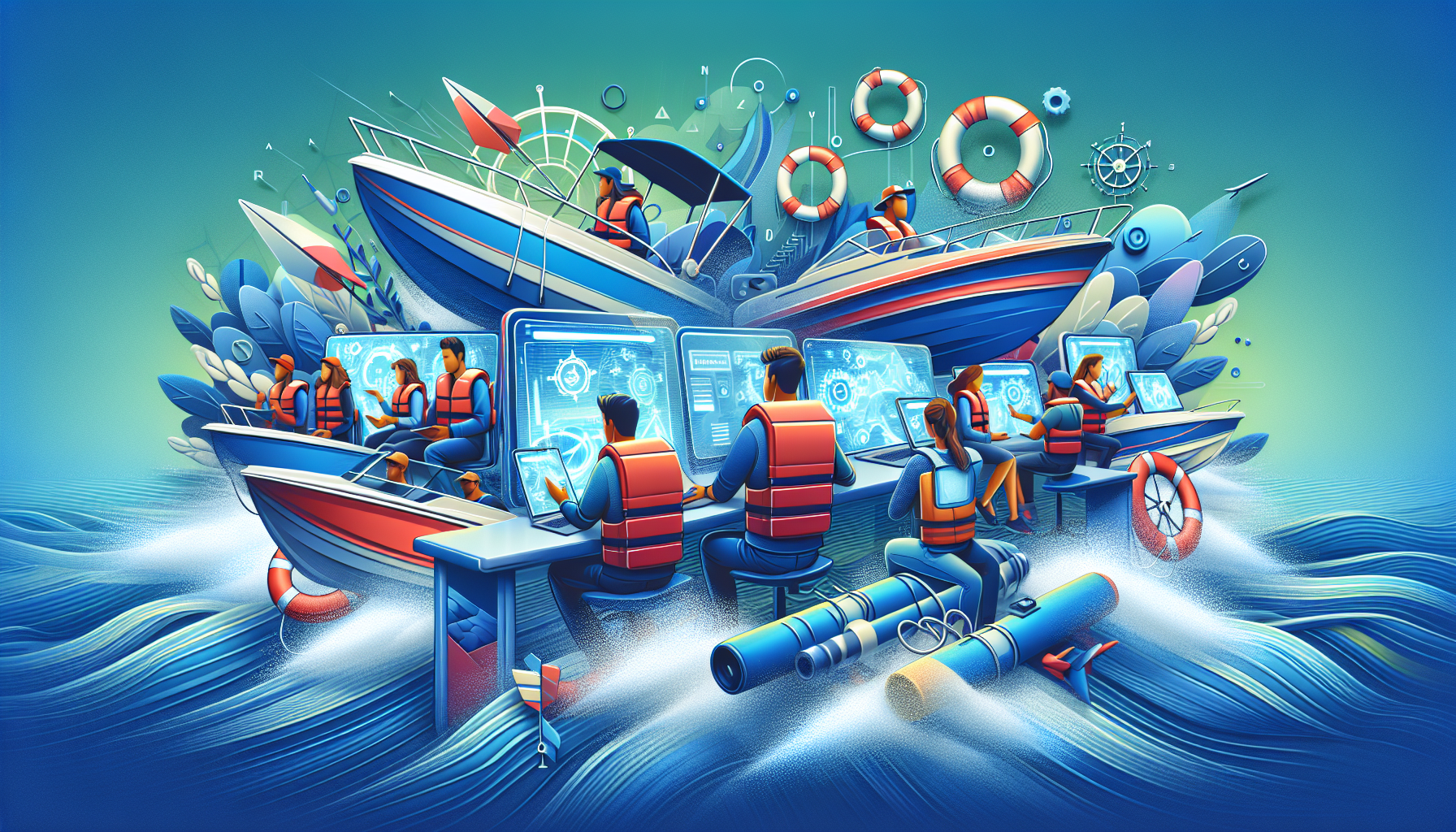 Illustration of online boating license courses