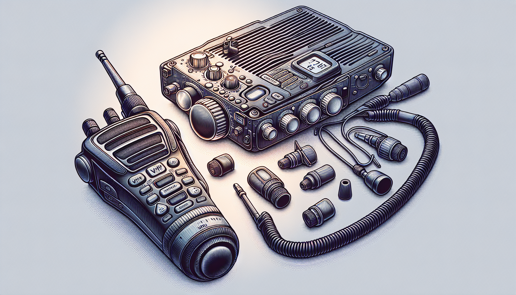 Illustration of a VHF marine radio equipment