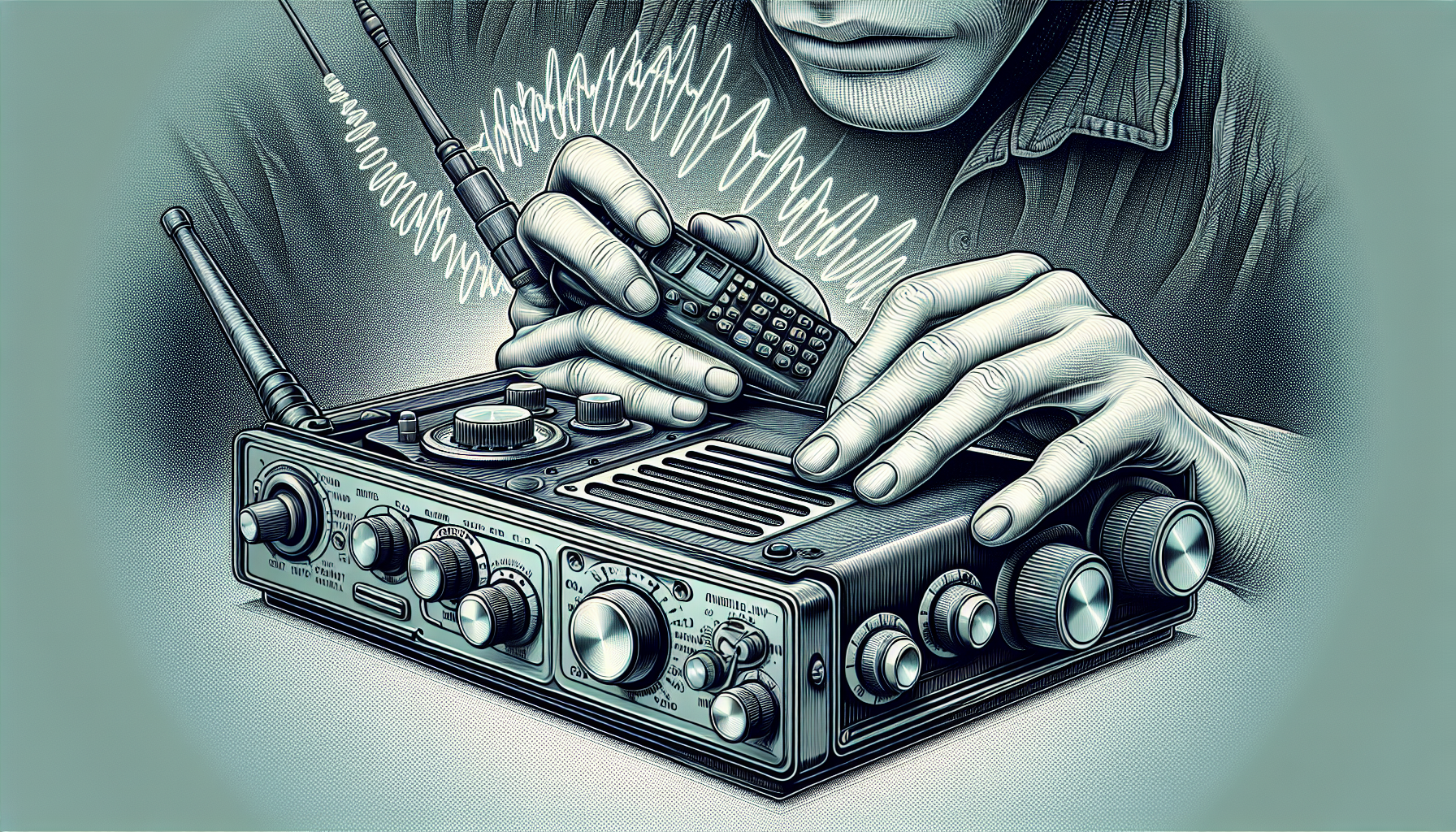 Illustration of VHF radio in operation with clear communication